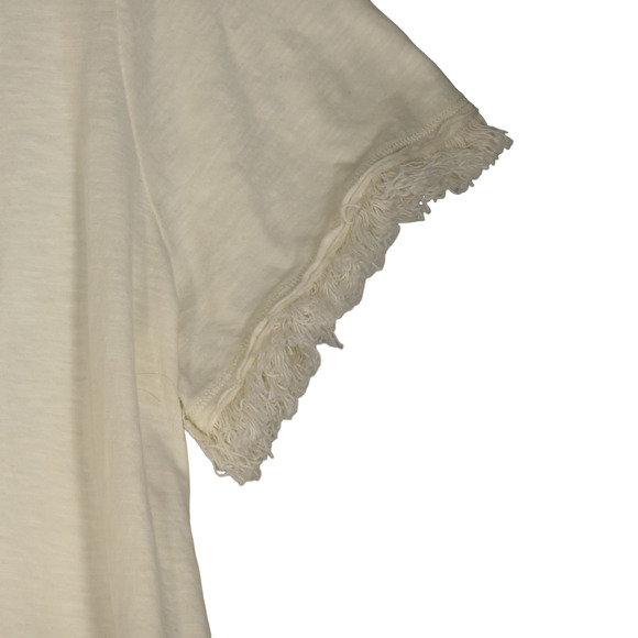 Jessica Simpson Ivory T Shirt Womens 1X Cotton Blend Fringe Short Sleeve Top - Picture 5 of 7